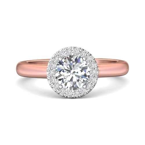 FlyerFit&reg; 18K Pink Gold Shank And White Gold Top Solitaire Engagement Ring