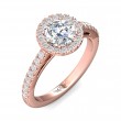 FlyerFit® 14K Pink Gold Micropave Halo Engagement Ring
