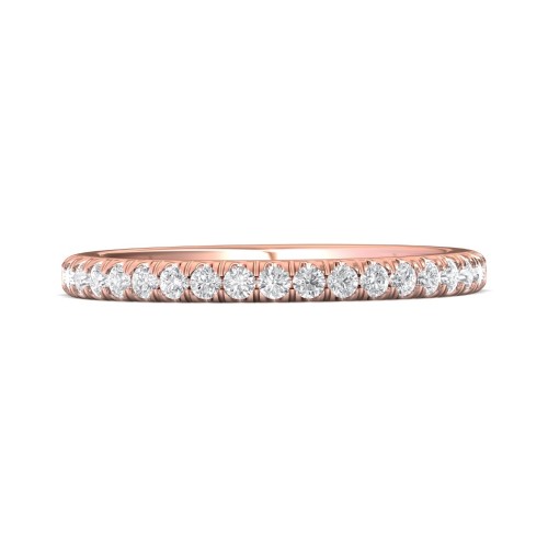 FlyerFit&reg; 18K Pink Gold Micropave Cutdown Wedding Band