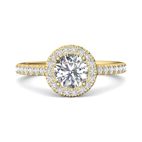 FlyerFit&reg; 14K Yellow Gold Micropave Halo Engagement Ring