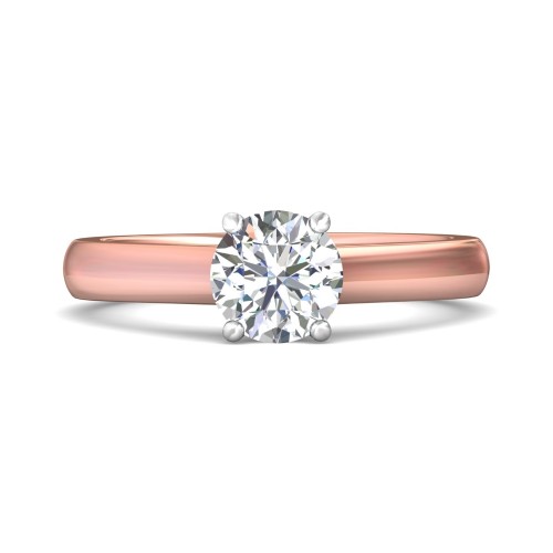FlyerFit&reg; 18K Pink Gold Shank And White Gold Top Solitaire Engagement Ring
