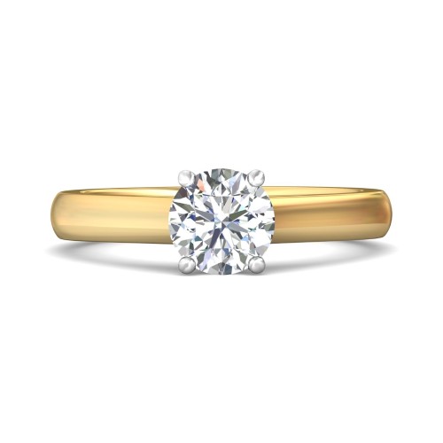 FlyerFit&reg; 18K Yellow Gold Shank And White Gold Top Solitaire Engagement Ring