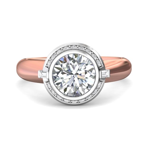 FlyerFit&reg; 14K Pink Gold Shank And White Gold Top Encore Engagement Ring