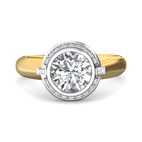 FlyerFit&reg; 18K Yellow Gold Shank And White Gold Top Encore Engagement Ring