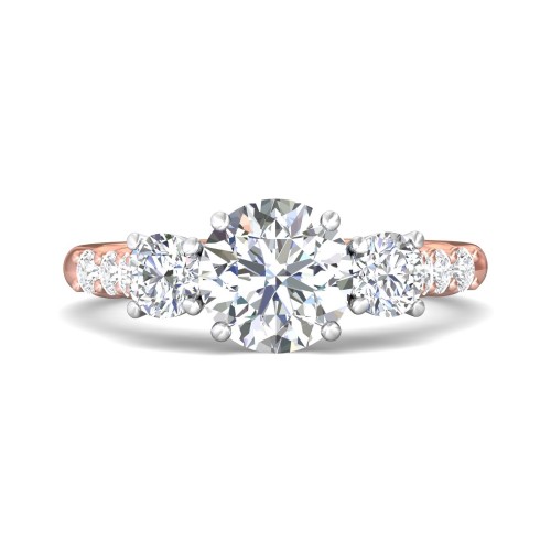 FlyerFit&reg; 18K Pink Gold Shank And White Gold Top Encore Engagement Ring