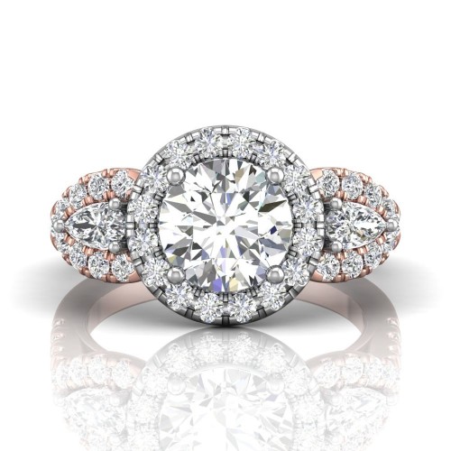 FlyerFit&reg; 18K Pink Gold Shank And White Gold Top Encore Engagement Ring