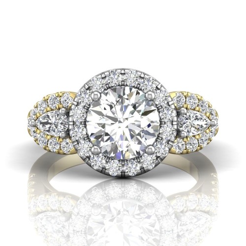 FlyerFit&reg; 18K Yellow Gold Shank And White Gold Top Encore Engagement Ring