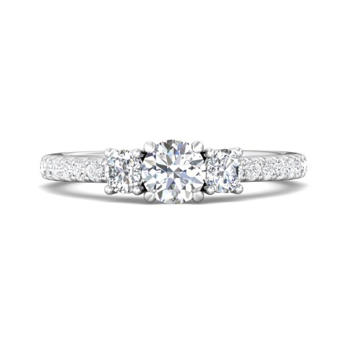 FlyerFit&reg; 14K White Gold Three Stone Engagement Ring