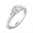 FlyerFit® 18K White Gold Three Stone Engagement Ring