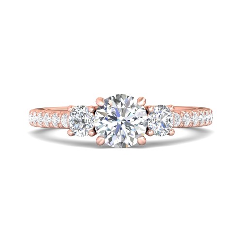 FlyerFit&reg; 18K Pink Gold Three Stone Engagement Ring