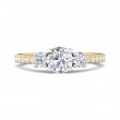 FlyerFit® 18K Yellow Gold Shank And White Gold Top Three Stone Engagement Ring