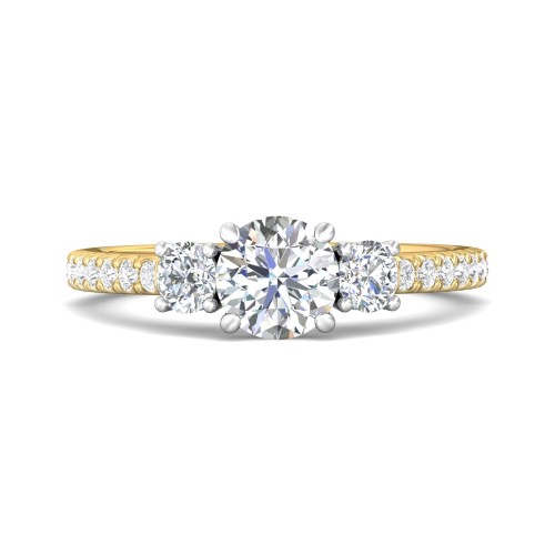 FlyerFit&reg; 14K Yellow and 14K White Gold Three Stone Engagement Ring