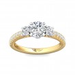 FlyerFit® 18K Yellow Gold Shank And White Gold Top Three Stone Engagement Ring