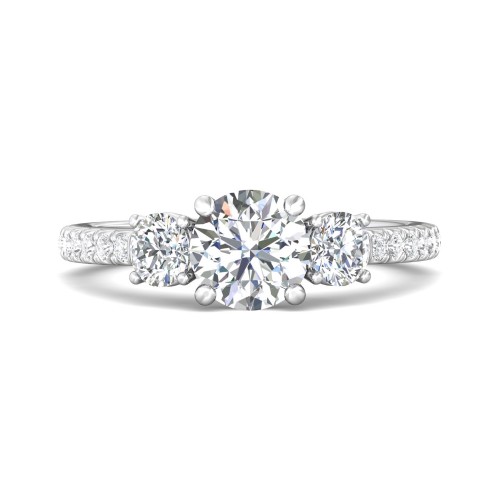 FlyerFit&reg; 14K White Gold Three Stone Engagement Ring