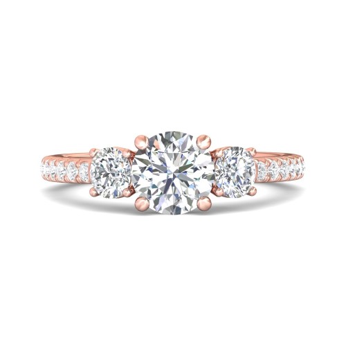 FlyerFit&reg; 14K Pink Gold Three Stone Engagement Ring