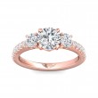 FlyerFit® 14K Pink Gold Three Stone Engagement Ring