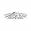 FlyerFit® 14K Pink Gold Shank And White Gold Top Three Stone Engagement Ring