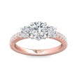 FlyerFit® 14K Pink Gold Shank And White Gold Top Three Stone Engagement Ring