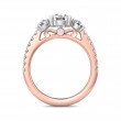 FlyerFit® 14K Pink Gold Shank And White Gold Top Three Stone Engagement Ring