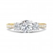FlyerFit® 18K Yellow Gold Shank And White Gold Top Three Stone Engagement Ring