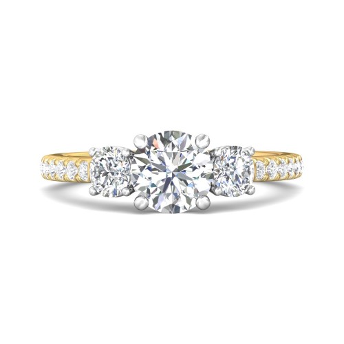 FlyerFit&reg; 14K Yellow and 14K White Gold Three Stone Engagement Ring