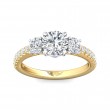 FlyerFit® 18K Yellow Gold Shank And White Gold Top Three Stone Engagement Ring