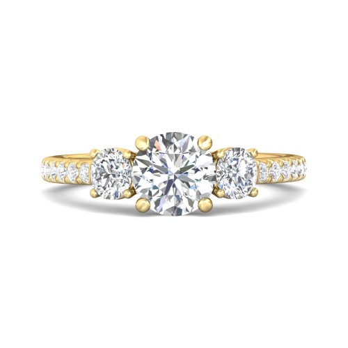 FlyerFit&reg; 14K Yellow Gold Three Stone Engagement Ring