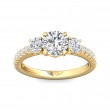 FlyerFit® 18K Yellow Gold Three Stone Engagement Ring