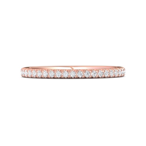 FlyerFit&reg; 14K Pink Gold Micropave Cutdown Wedding Band
