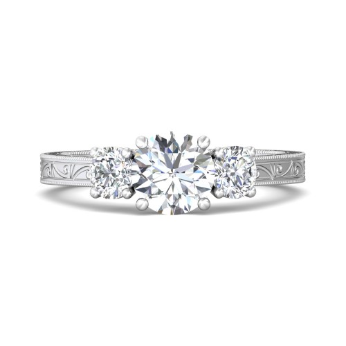 FlyerFit&reg; 14K White Gold Vintage Engagement Ring
