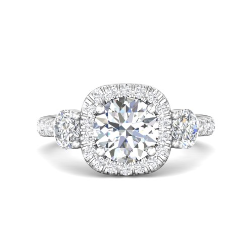 FlyerFit&reg; 14K White Gold Three Stone Engagement Ring