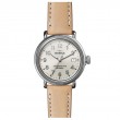 Runwell 38MM Watch With Silver Dial And Natural Leather Strap