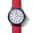 Detrola The Ace 43MM Blue Watch With White Dial And Red Silicone Strap