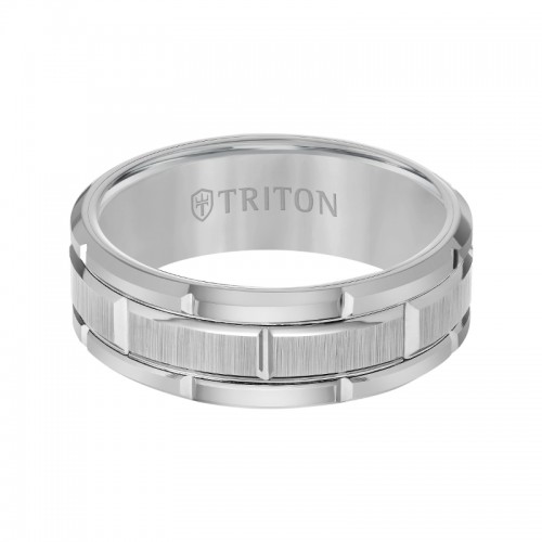 Gray Tungsten Carbide Bevel Edge Comfort Fit Band