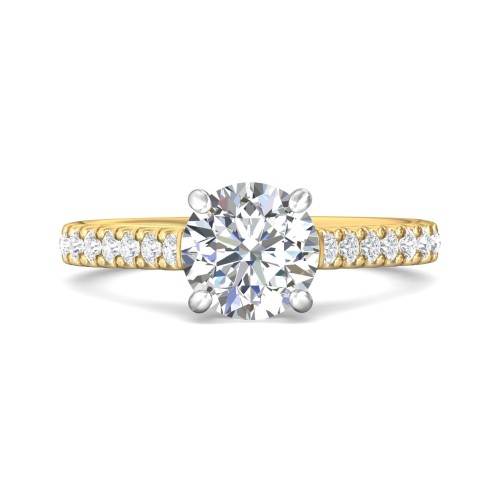 FlyerFitÂ® 18K Yellow Gold Shank And White Gold Top Micropave Engagement Ring