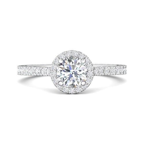 FlyerFit® 18K White Gold Vintage Engagement Ring