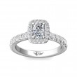 FlyerFit® 14K White Gold Shank And Platinum Top Micropave Halo Engagement Ring