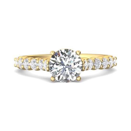 FlyerFit® 18K Yellow Gold Channel and Shared Prong Engagement Ring