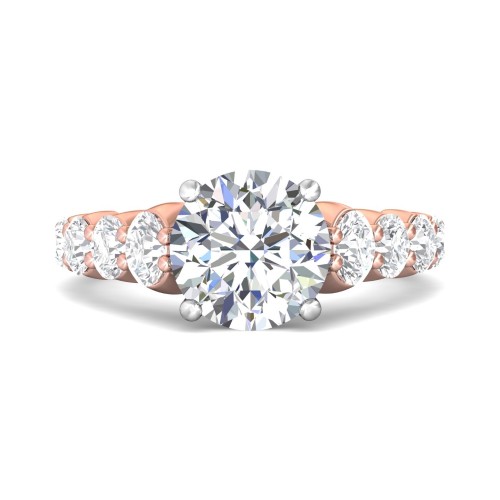 FlyerFit® 18K Pink Gold Shank And White Gold Top Channel and Shared Prong Engagement Ring