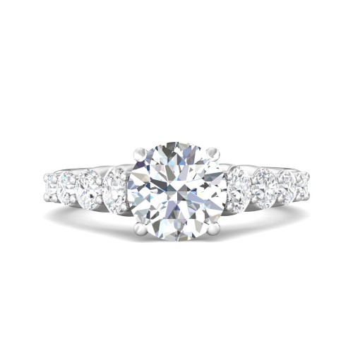FlyerFit® 14K White Gold Channel and Shared Prong Engagement Ring
