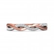 FlyerFit® 14K Pink Gold Shank And White Gold Top Micropave Cutdown Wedding Band
