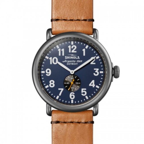 SS Runwell 47MM Blue Dial Bourban Leather Strap