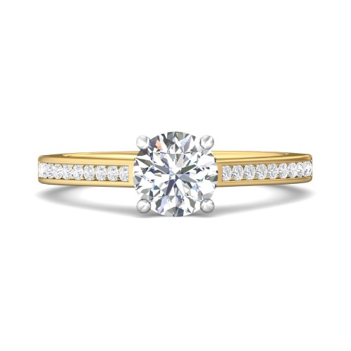 FlyerFit® 18K Yellow Gold Shank And White Gold Top Channel and Shared Prong Engagement Ring