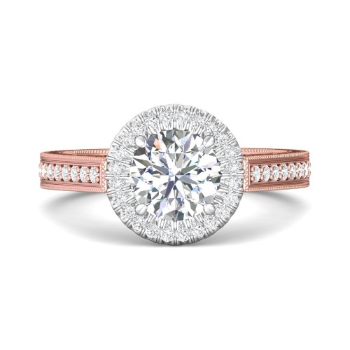 FlyerFit® 14K Pink Gold Shank And White Gold Top Vintage Engagement Ring
