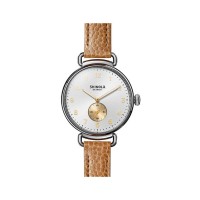 Canfield 38MM Watch With Silver Dial And Camel Leather Strap