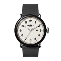 Detrola "The Penguin" 43MM Black Watch With Ivory Dial And Black Silicone Strap
