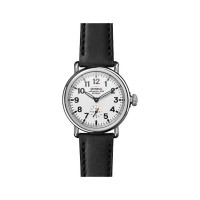 Runwell 36MM StainleSS Steel Case With A White Dial Watch On A Black Leather Strap