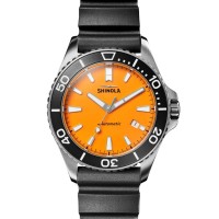Lake Huron Monster 43MM Watch With Orange Dial And Black Rubber Strap