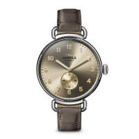 Canfield 38MM Watch With Metallic Taupe Dial And Bown Alligator Strap