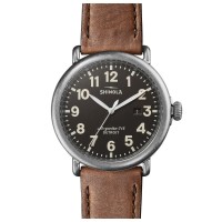 Runwell 47MM Watch With Dark Gray Dial And Tan Leather Strap